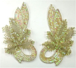 Motif Pair with Iridescent Pair Lime High Rise Sequins and Beads 7" x 4"