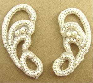 Designer Motif Pair with White Beads 4" x 2"