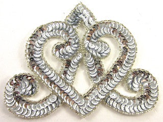 Motif With Silver Sequins and Beads 4" x 5"