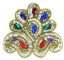 Load image into Gallery viewer, Designer Motif Jewels with Silver and Gold Sequins and Beads and Jewel Stones 4.5&quot; x 5&quot;