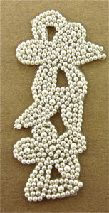 Designer Motif Flower with White pearl Beads 4.5" x 2"