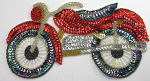 Motorcycle Red with MultiColored Sequins 5" x 9"