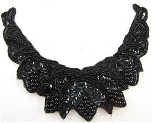 Neck Piece with Black Sequins and Beads 7.5"