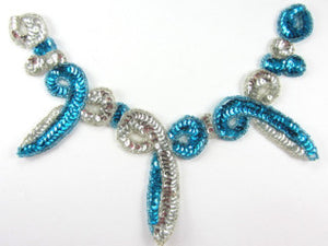 Neck Piece Sequin With Turquoise and Silver 6" x 9"