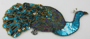 Peacock with Multi-Colored Turquoise 3.5" x 8"