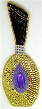Load image into Gallery viewer, Perfume Bottle Gold Purple Black Sequins and Beads and Purple Gem 8.5&quot; x 3.5&quot;