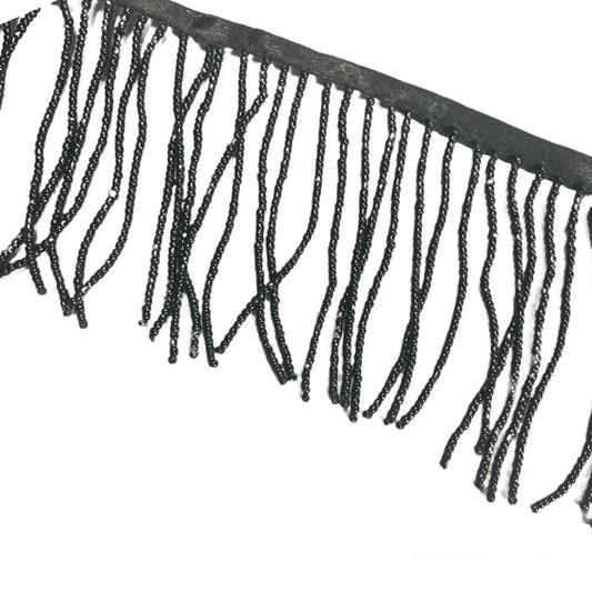 Trim Fringe Black Beaded 3" Wide, Sold by the Yard