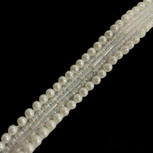 5 Rows of Iridescent and White Beads and Pearls .5"