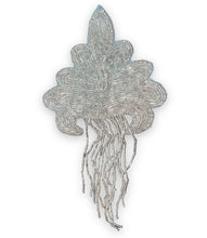 Load image into Gallery viewer, Silver beaded epaulet 4.25&quot; X 7.75&quot;