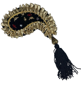 Epaulet Paisley Black and Gold with Tassel and Gems 9.5" x 3.5"