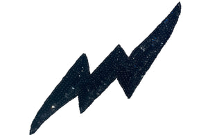 Lightening Bolt with Black Sequins and Beads 11" x 3"