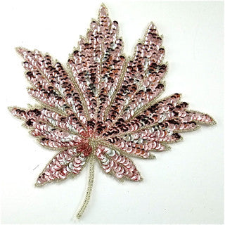 Pink Leaf with Pink Sequins and Beads 4