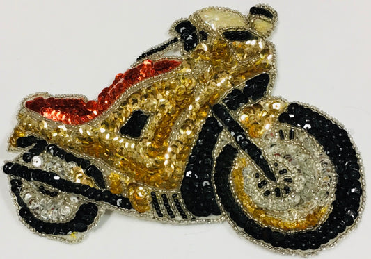 Motorcycle Gold w/ Red Seat 5.75" x 6"