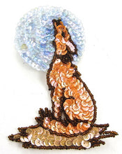Load image into Gallery viewer, 1 Pack Coyote with Peach and Blue Moon Sequins 4.5&quot; x 3&quot;