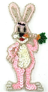 Easter Rabbit with Carrot, Sequin Beaded 5" x 2.5"
