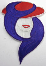 Load image into Gallery viewer, Red Hat Lady with Purple Scarf Embroidered 5&quot; x 4&quot;