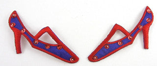 Red Shoe Pair Embroidered with Red Sequins and Beads 1.5" x 4"