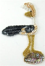 Load image into Gallery viewer, Roadrunner Bird with Beige and black sequins 4.5&quot; x 3&quot;