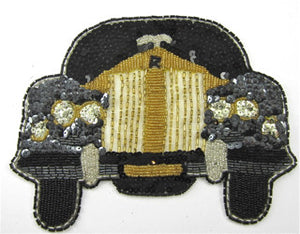 Rolls-Royce Car Black and Gold Sequin Beaded 8" x 6"