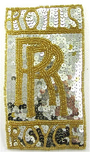 Load image into Gallery viewer, Rolls-Royce Car Patch with Silver Sequins, Gold Beads 5.5&quot; x 3&quot;