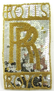 Rolls-Royce Car Patch with Silver Sequins, Gold Beads 5.5