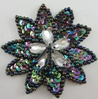 Motif with Moonlite Sequins and Beads 4" X 4"