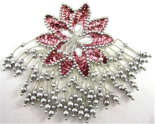 Epaulet with Pink Sequins and Beads 5.5" X 4"