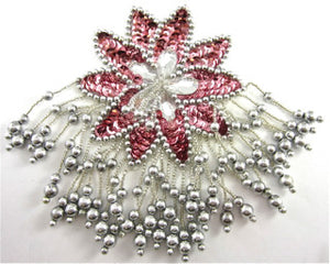 Epaulet with Pink Sequins and Beads 5.5" X 4"