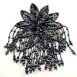 Epaulet Flower with ONLY Moonlight Sequins and Beads 6" x 4" & 8" x 5.5"