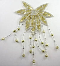 Load image into Gallery viewer, Epaulet Leaf with Gold and Silver Sequins and Beads 9&quot; x 5.5&quot;