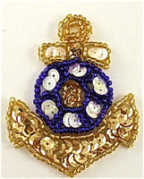 Anchor with Gold and Blue Sequins and Beads 2.5