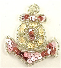 Load image into Gallery viewer, Anchor Pink and Beige 2.5&quot; x 2&quot; - Sequinappliques.com