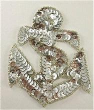 Load image into Gallery viewer, Anchor with Silver Sequins and Beads 4&quot; x 3.25&quot; - Sequinappliques.com