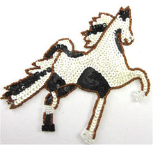 Load image into Gallery viewer, Horse with Black and White Sequins Trimmed in Bronze Beads 6&quot; x 5.5&quot;