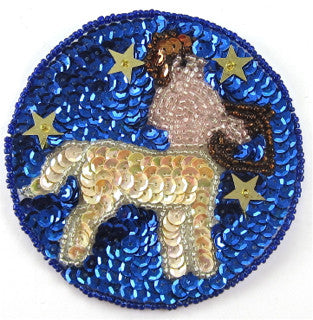 Zodiac Symbol Sagittarius, Sequin Beaded 3.5"