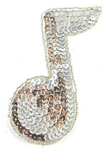 Single Note Silver Sequins and Beads 4" x 3"