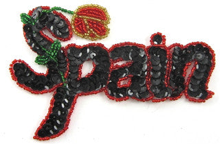 Spain with Black and Red Sequin/Beads 3.5" x 5.5"