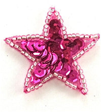 Load image into Gallery viewer, Star Fuchsia Sequins and Beads 1.25&quot;