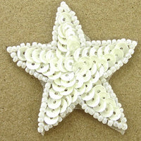 Star China White Sequins White Beaded Trim in 3 size variants