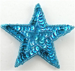Star with Star inset with turquoise Sequins and Beads 3"