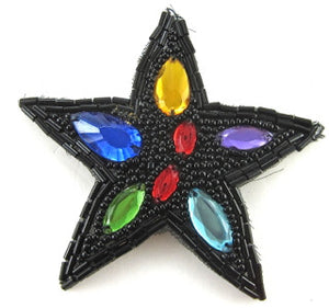 Star with Black Beads and Gems 3.5"
