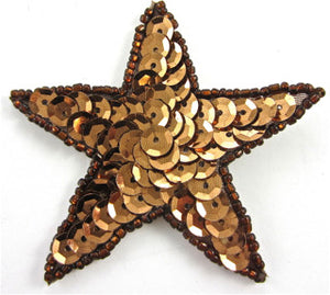 Star with Bronze Sequins and Beads 1.25"