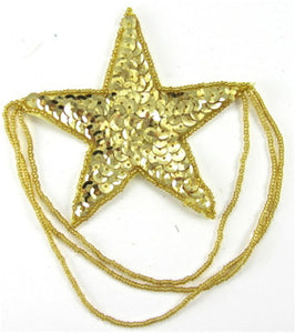 Star with Gold Beads/Sequins 3.5"W x 6.5"L