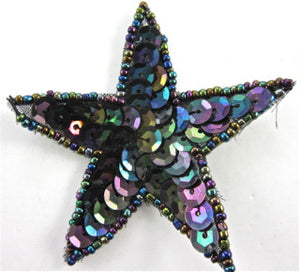Star with Moonlight Sequins and Beads 3"