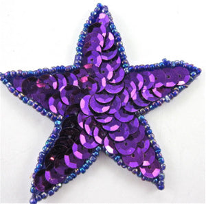 Star with Purple Sequins and Beads " 2.5"