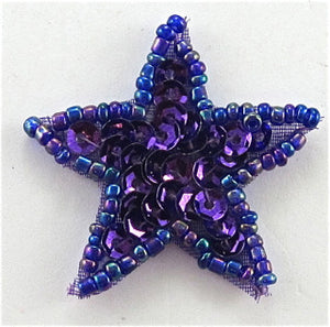 Star with Purple Sequins Moonlight Beads 1.25"