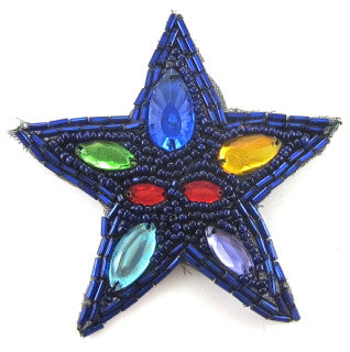 Star with Royal Blue Beads and Gems