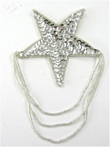 Checked - Star with Silver Sequins and Hanging Beads 3.5"w x 6"L