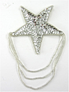 Checked - Star with Silver Sequins and Hanging Beads 3.5