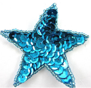 Star with Turquoise Beads and Sequins 2"
